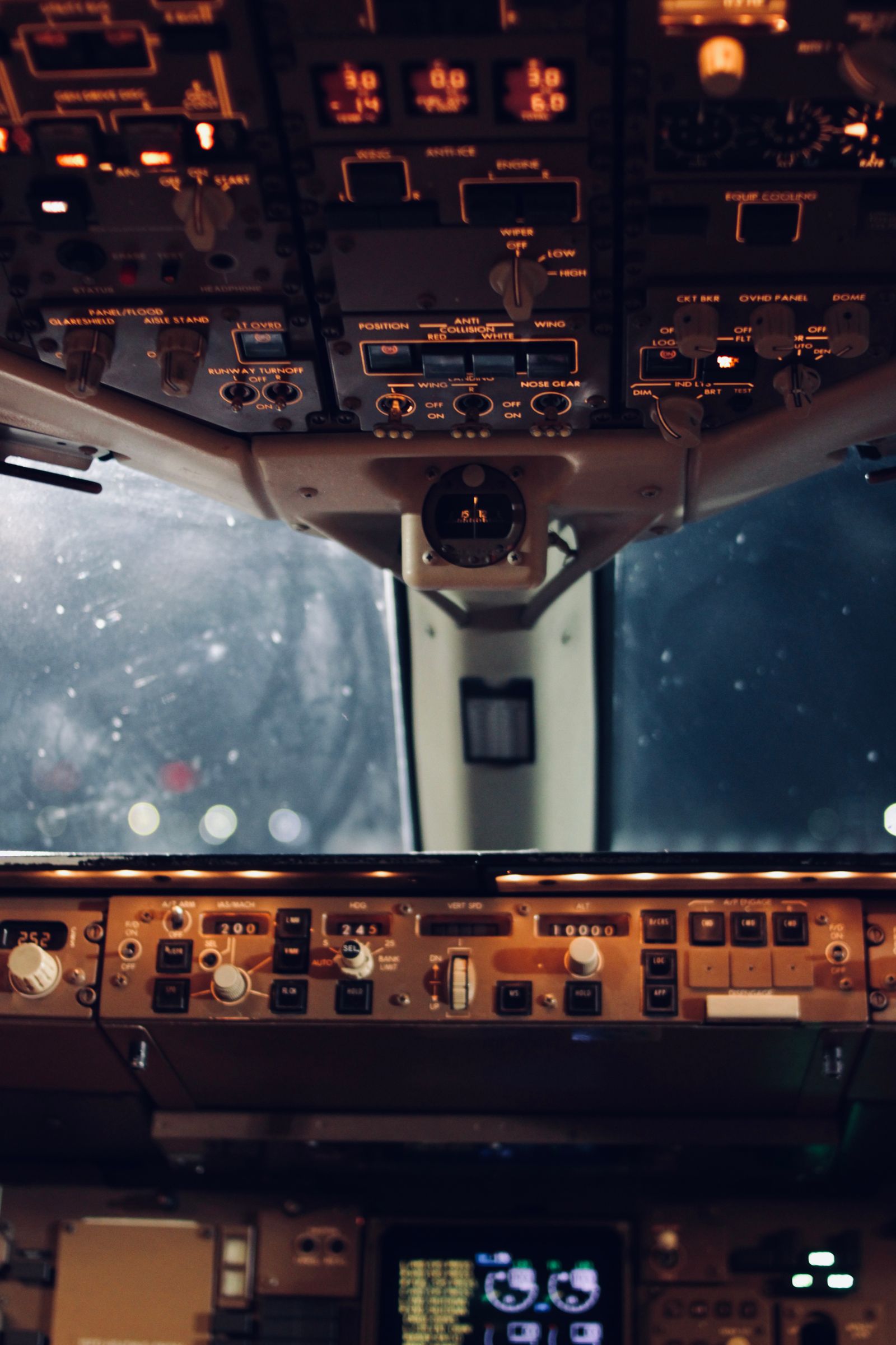 Detailed view of an aircraft cockpit