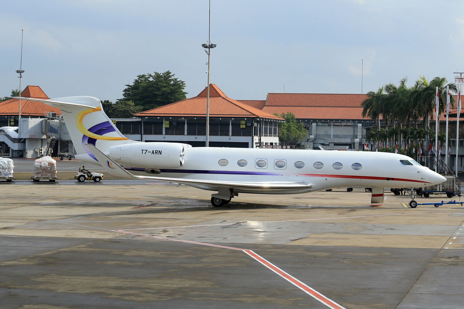 A private jet on the ramp