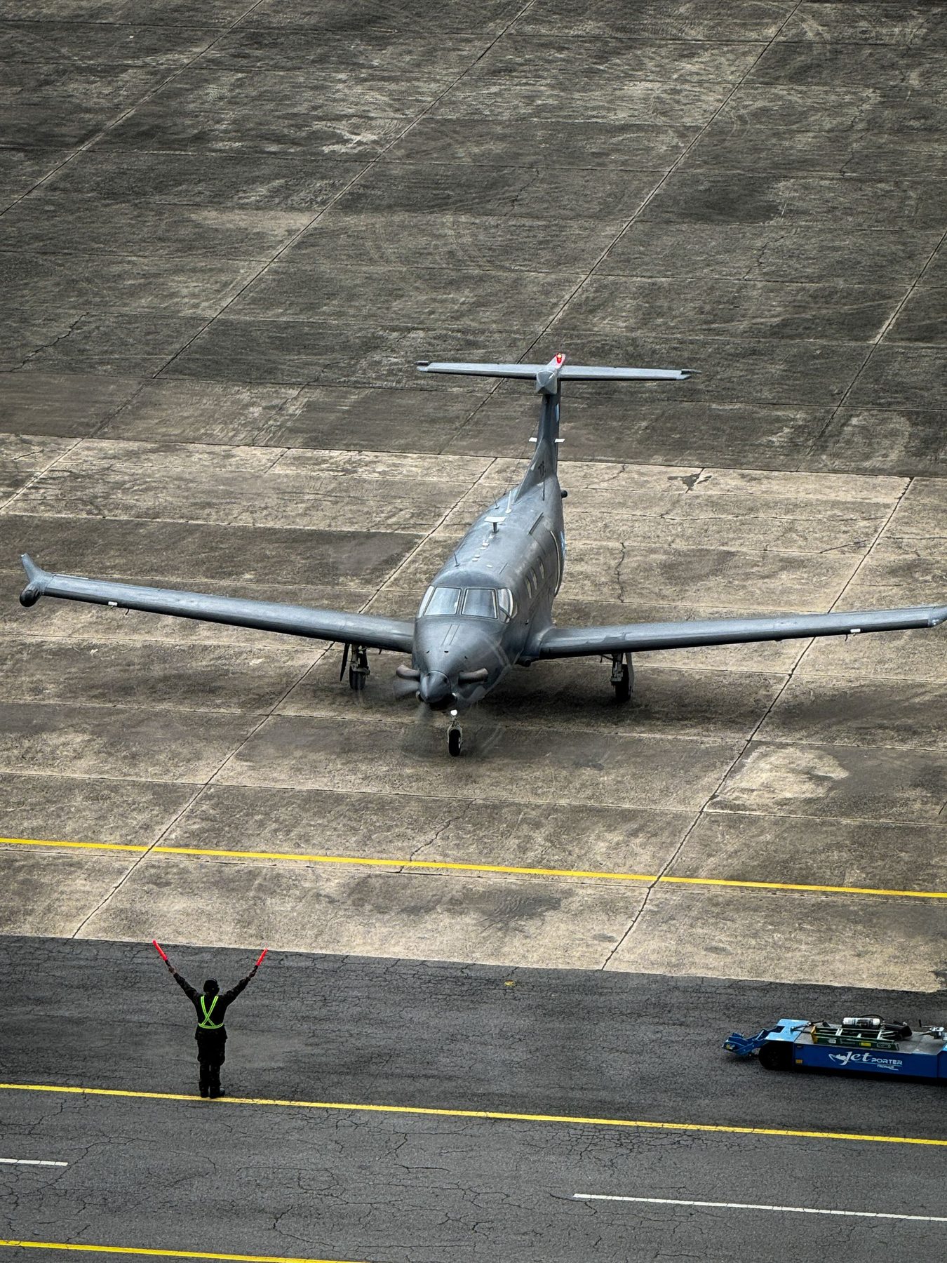 A private jet viewed from above